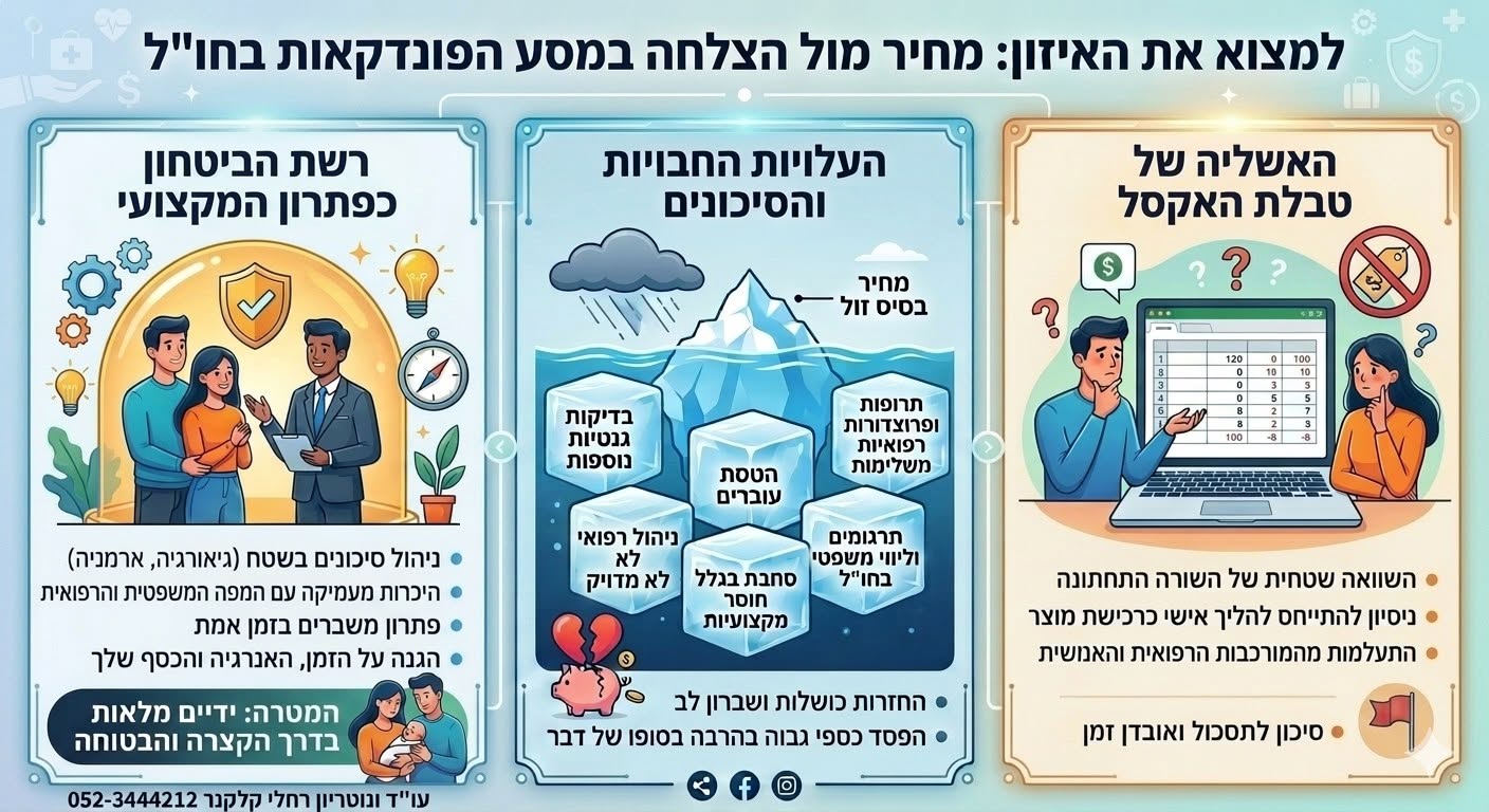 השוואת מחירים בפונדקאות בחו״ל: עלויות חבויות מעבר למחיר הבסיס, סיכונים וחשיבות הליווי המקצועי בתהליך.
